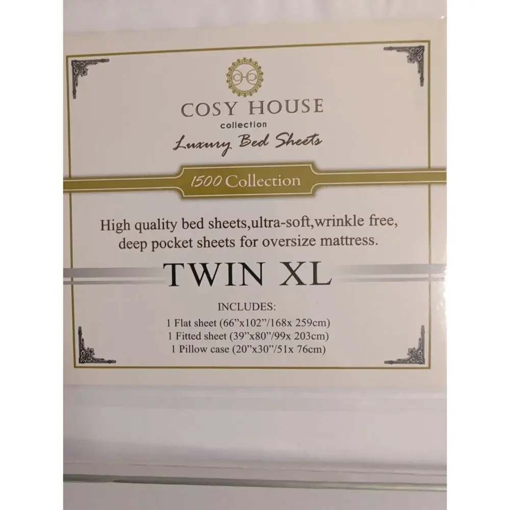 Cosy House 1500 Collection Bed Sheet Set Twin XL White 3 Piece Deep Pocket